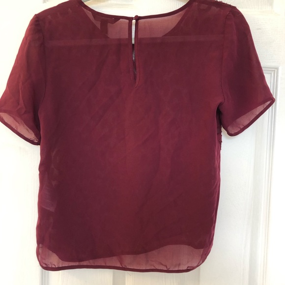 ❣️ 2 for $15 ❣️Banana Republic cropped short sleeve blouse, dark red, xs - Picture 5 of 5